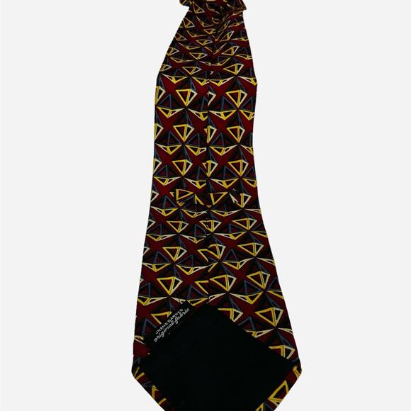 Jhane Barnes Designer Silk Tie Geometric Solids Pattern Rust Gray Gold - Picture 3 of 4